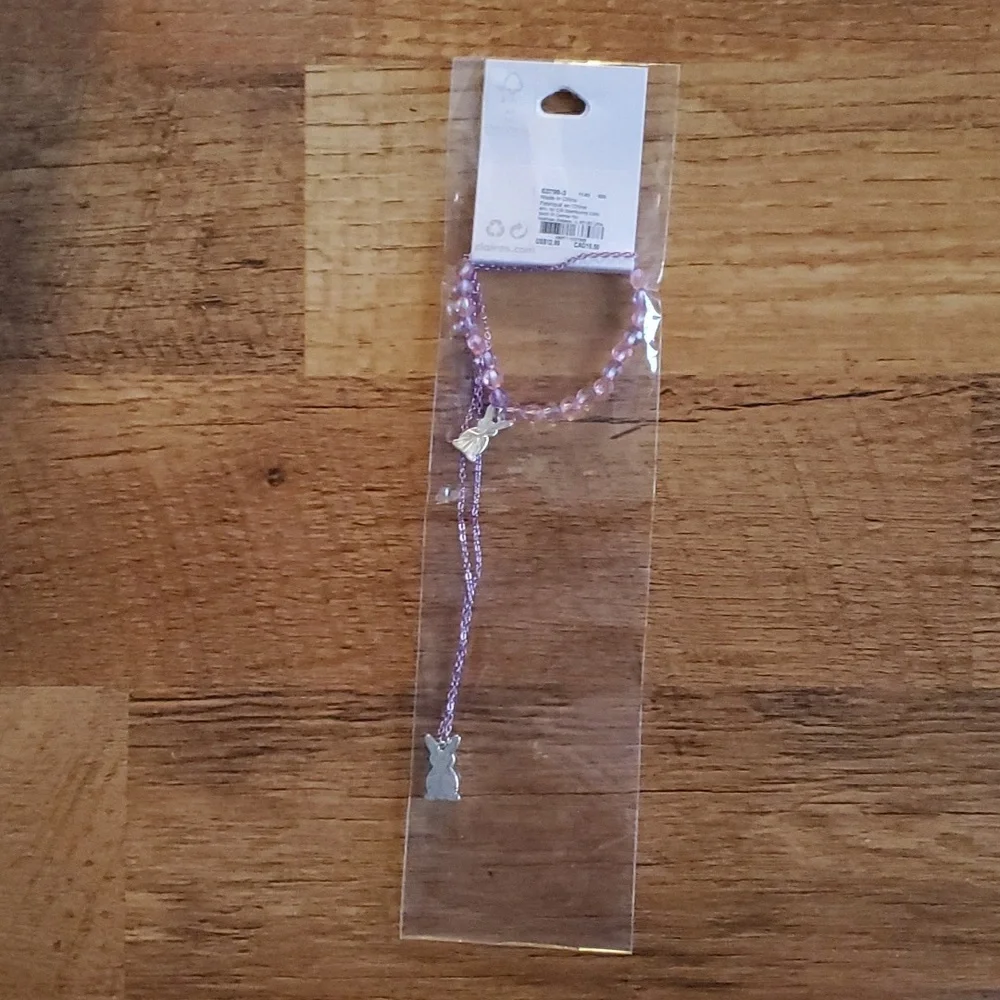 Claire's‎ Rabbit Easter Pink Bracelet and Necklace set